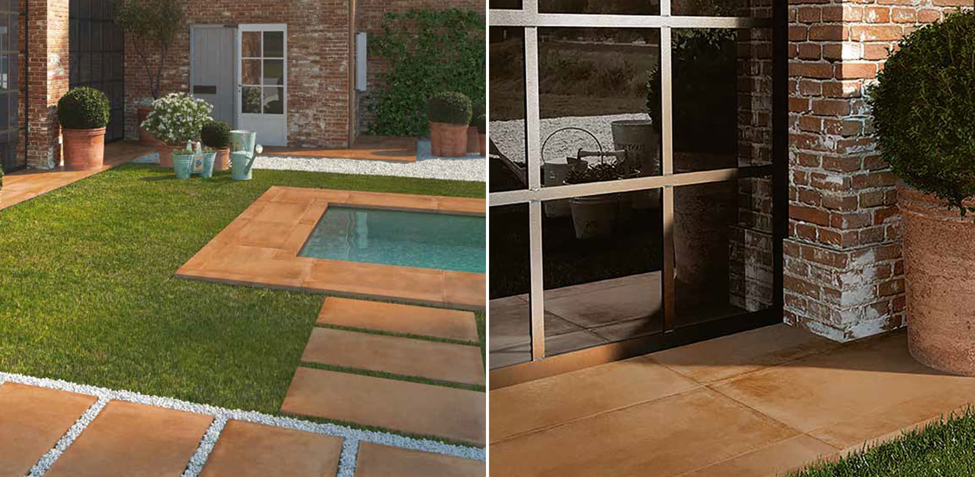 Poolterrasse mit Holzoptik