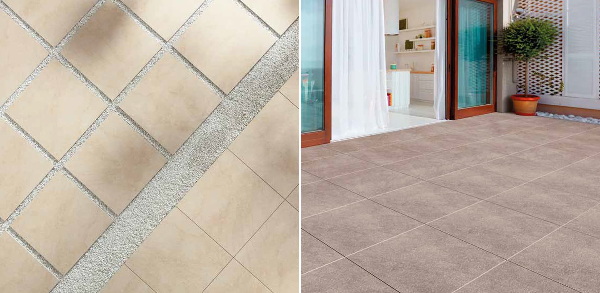 Beige Terrassenplatten